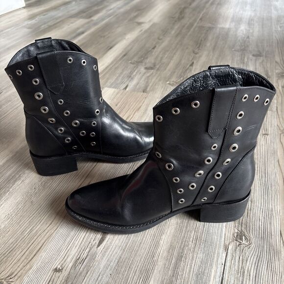 Frye Womens Diana Grommet Short Boot Black Leather Size 8.5 M - Picture 2 of 16